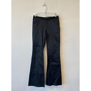 VTG Periscope Pants Juniors 7 27" Black Flare Twill Stretch Dress Business Y2K